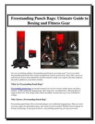 Freestanding Punch Bags Ultimate Guide to Boxing and Fitness Gear