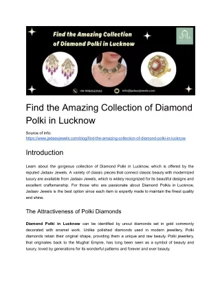 Find the Amazing Collection of Diamond Polki in Lucknow