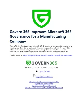 Govern 365 Improves Microsoft 365 Governance for a Manufacturing Company