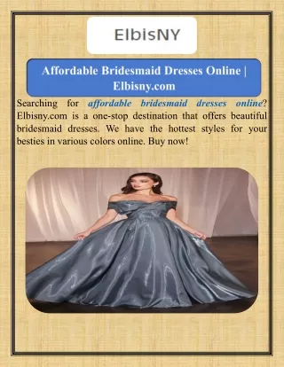 Affordable Bridesmaid Dresses Online   Elbisny.com