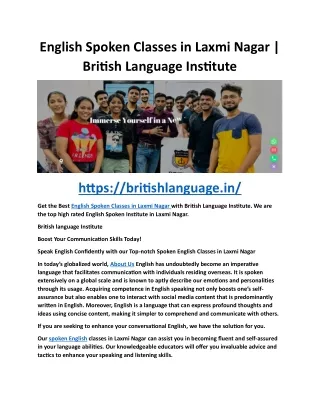 English Spoken Classes in Laxmi Nagar - britishlanguage.in