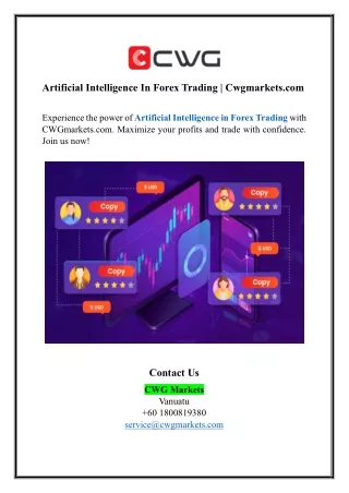 Artificial Intelligence In Forex Trading | Cwgmarkets.com