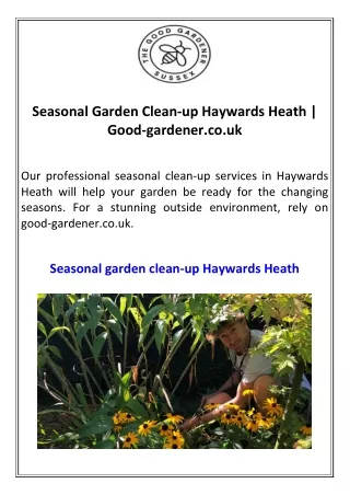 Seasonal Garden Clean-up Haywards Heath Good-gardener.co.uk