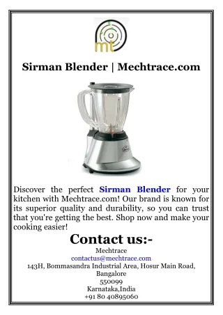 Sirman Blender  Mechtrace.com