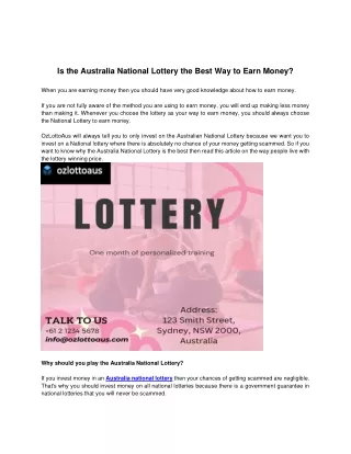 Is the Australia National Lottery the Best Way to Earn Money