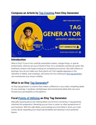 Compose an Article by Tag Creating from Etsy Generator