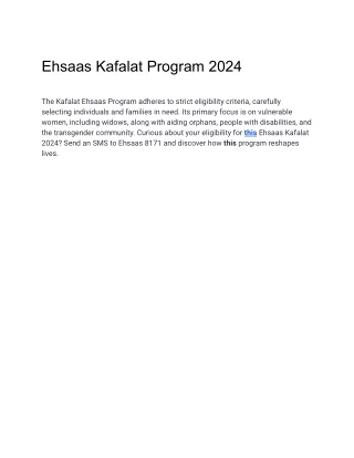 Ehsaas Kafalat Program 2024