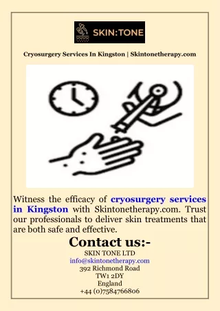 Cryosurgery Services In Kingston  Skintonetherapy.com