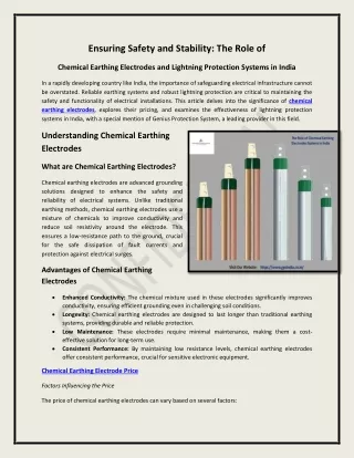 The Role of Chemical Earthing Electrodes and Lightning Protection Systems in Ind