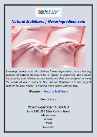 Natural Stabilizers  Nexusingredient.com