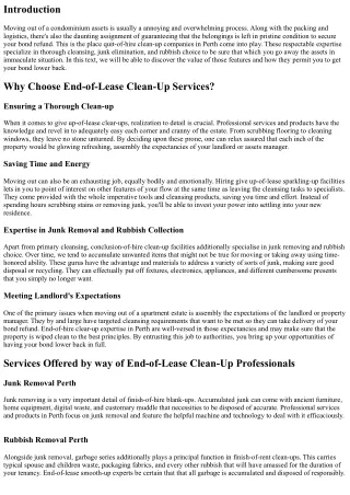 End-of-Lease Clean-Up Services in Perth: Ensuring You Get Your Bond Back!