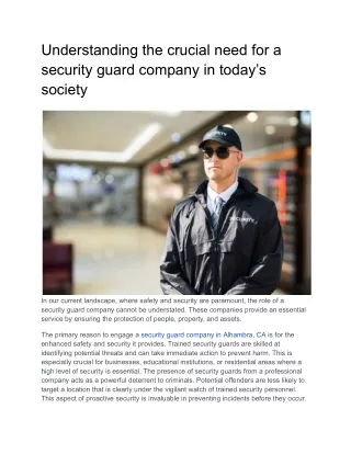 Understanding the crucial need for a security guard company in today’s society (1)