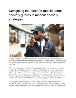 Navigating the need for mobile patrol security guards in modern security strategies