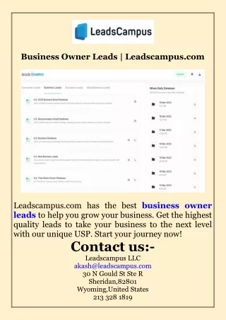 Business Owner Leads  Leadscampus.com