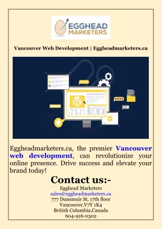 Vancouver Web Development  Eggheadmarketers.ca