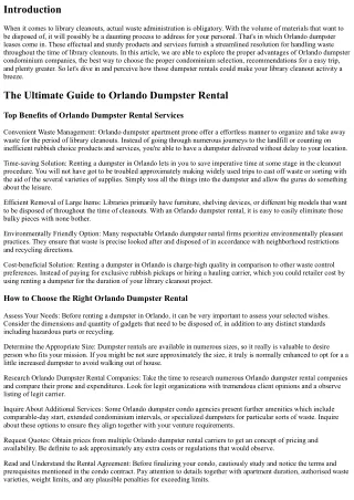 Streamlining Library Cleanouts with Efficient Orlando Dumpster Rentals