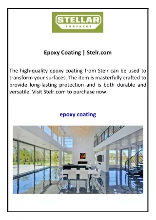 Epoxy Coating  Stelr.com