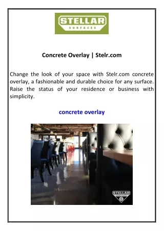 Concrete Overlay  Stelr.com