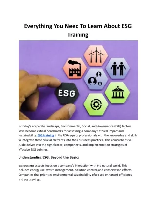 Everything You Need To Learn About ESG Training