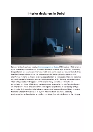 Interior designers in Dubai