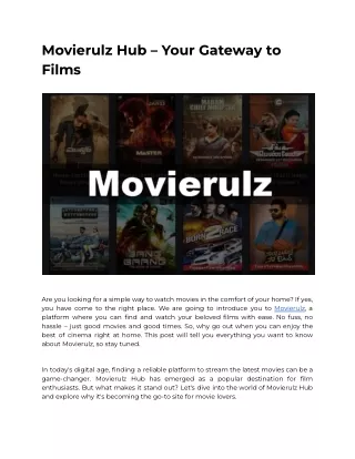 Movierulz Hub – Your Gateway to Films