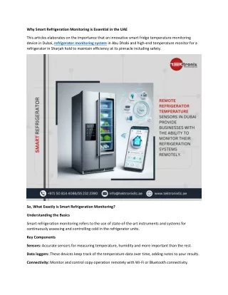 The Importance of Smart Refrigeration Monitoring in the UAE