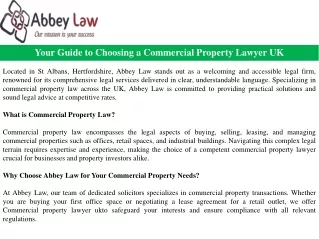 Your Guide to Choosing a Commercial Property Lawyer UK