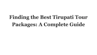 Tirupati Tour Package From Chennai