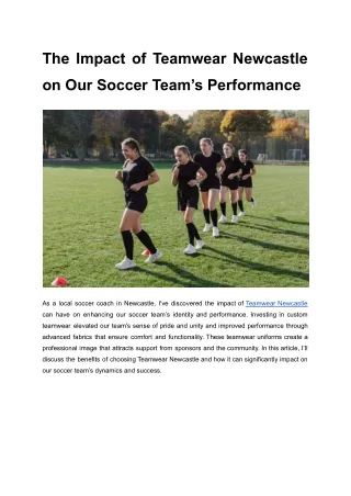 The Impact of Teamwear Newcastle on Our Soccer Team’s Performance