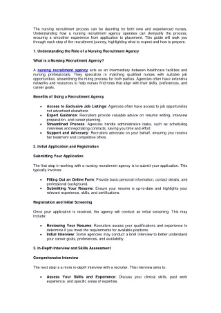 From Application to Placement- The Nursing Recruitment Agency Process Explained