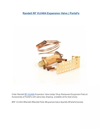 Randell RF VLV404 Expansion Valve | PartsFe