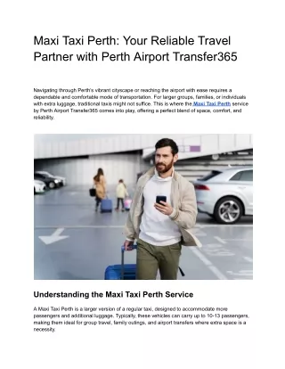 Maxi Taxi Perth_ Your Reliable Travel Partner with Perth Airport Transfer365