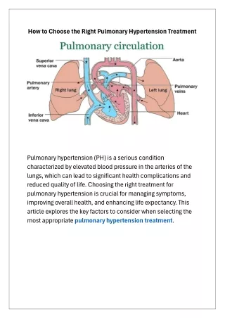 How to Choose the Right Pulmonary Hypertension Treatment