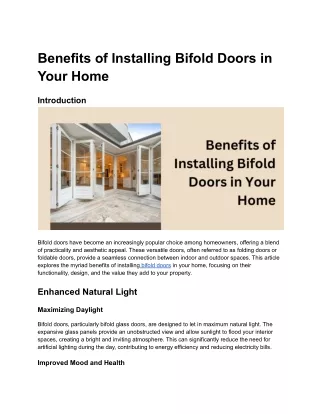 Benefits of Installing Bifold Doors in Your Home