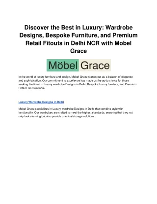 Discover the Best in Luxury: Wardrobe Designs, Bespoke Furniture, and Premium Re