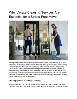 Why Vacate Cleaning Services Are Essential for a Stress-Free Move