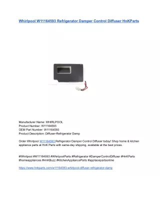 Whirlpool W11164593 Refrigerator Damper Control Diffuser HnKParts