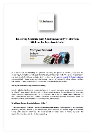 Tamper Evidence Sticker Online | Tamper Evident Seal | Intertronix