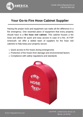 Your Go-to Fire Hose Cabinet Supplier