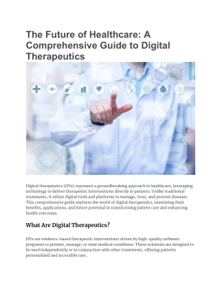 The Future of Healthcare_ A Comprehensive Guide to Digital Therapeutics