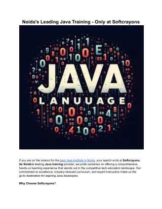Noida's Leading Java Training - Only at Softcrayons