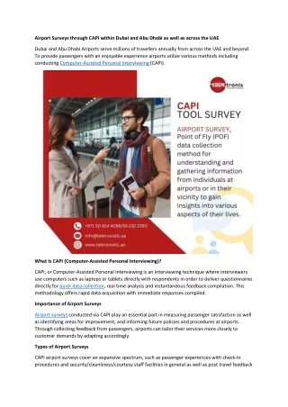 Airport Surveys through CAPI in Dubai
