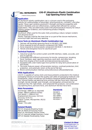 LSG-01 Aluminum-Plastic Combination Cap Opening Force Tester