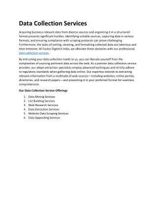 Data Collection Services