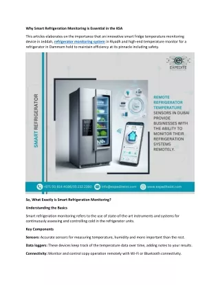The Importance of Smart Refrigeration Monitoring in the KSA