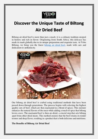 Discover the Unique Taste of Biltong Air Dried Beef