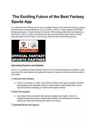 The Exciting Future of the Best Fantasy Sports App