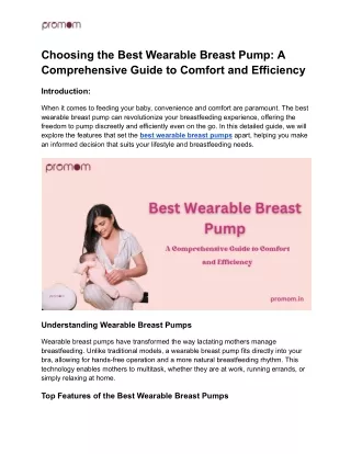 Choosing the Best Wearable Breast Pump: A Comprehensive Guide to Comfort