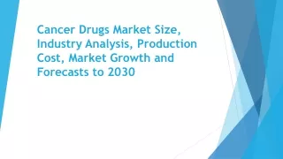 Cancer Drugs Market Size, Industry Analysis, Production Cost, Market Growth