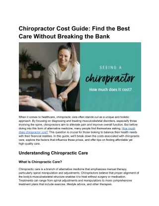 Chiropractor Cost Guide: Find the Best Care Without Breaking the Bank